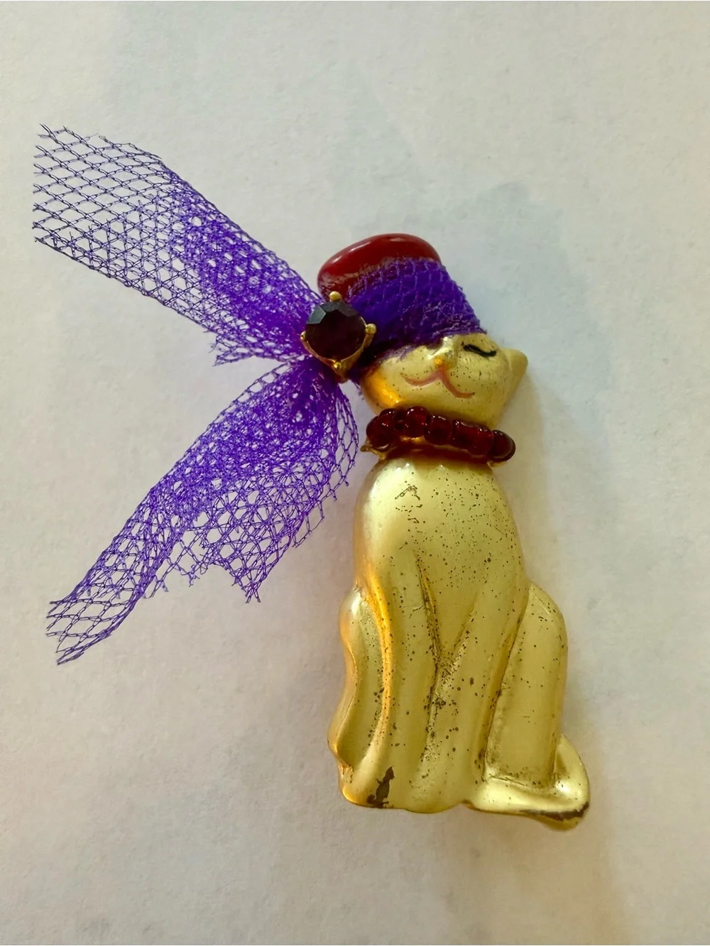 Vintage Signed TC (Trading Company) Gold-toned Cat Brooch
